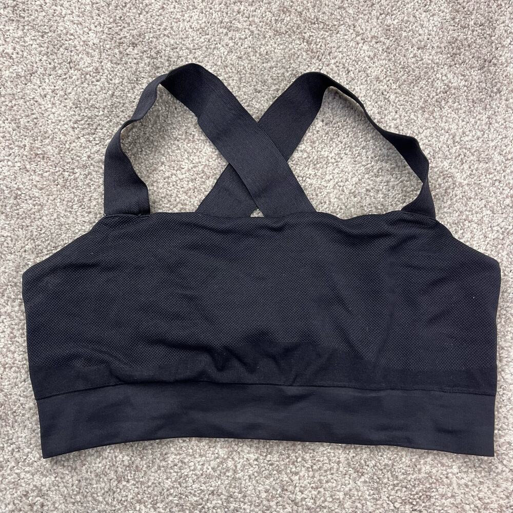 Athleta Cross back Black Sports Bra, women's size Medium